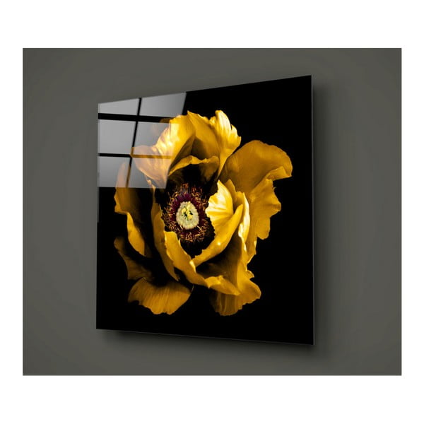 Juodos ir geltonos spalvos stiklo paveikslas Insigne Calipsa Amarillo, 30 x 30 cm