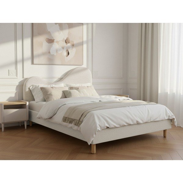 Baltos spalvos iš audinio dvigulė lova audiniu dengta su lovos grotelėmis 180x200 cm Celina – Bobochic Paris-image-3
