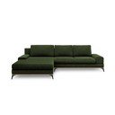 Samanų žalios spalvos kampinė aksominė sofa-lova Windsor & Co Sofos Planet, kairysis kampas