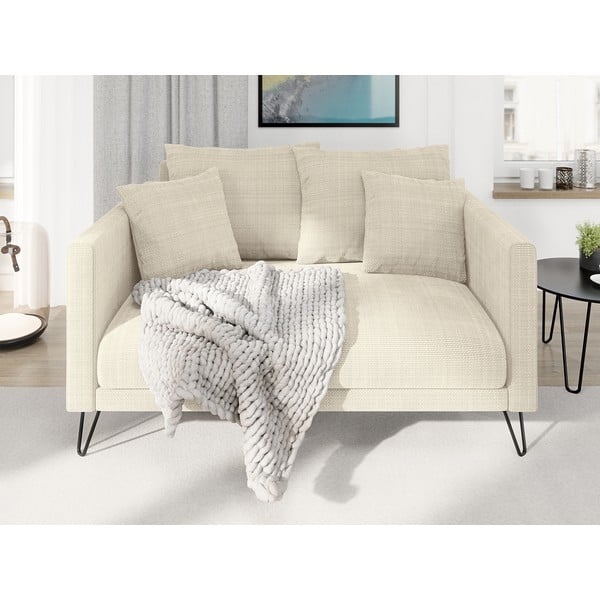 Kreminės spalvos iš šenilinio audinio sofa 140 cm Freya – Ropez-image-1