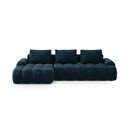 Smaragdinės spalvos iš velveto sulankstoma/su sandėliavimo vieta kampinė sofa (su kairiuoju kampu/su gultu) Linz – Cosmopolitan Design