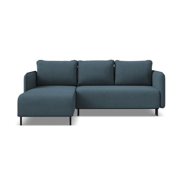 Mėlynos spalvos sulankstoma/su sandėliavimo vieta kampinė sofa (su kairiuoju kampu) Luana – Makamii