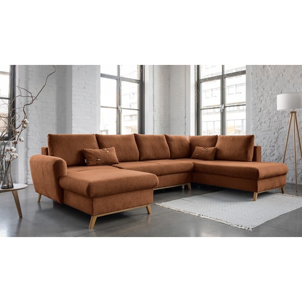 Oranžinės spalvos sofa-lova U formos Miuform Scandic Lagom, dešinysis kampas-image-3