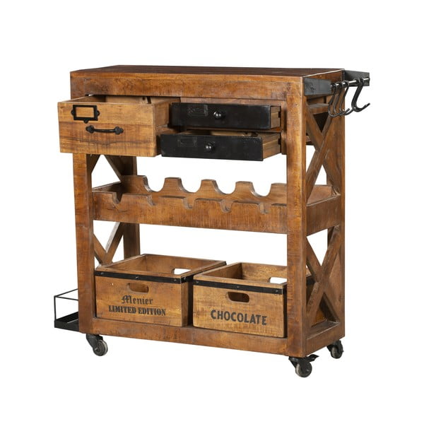 Natūralios spalvos iš mango masyvo vyno spintelė butelių skaičius 5, 100x92x30 cm Ravi – Interia Home & Living-image-2