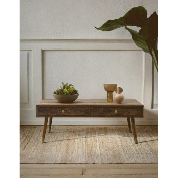 Tamsios natūralios spalvos kavos staliukas 59x110 cm Frida – Premier Housewares-image-1