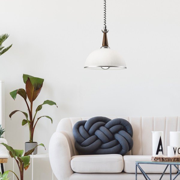 Kabantis šviestuvas sidabrinės spalvos/tamsiai rudos spalvos ø 30 cm su stiklo gaubtu Ciara – LAMKUR-image-1