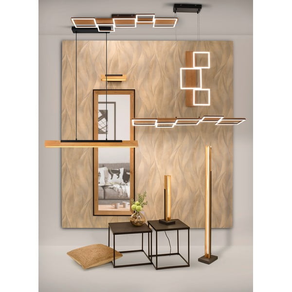 Lubinis šviestuvas juodos spalvos/natūralios spalvos LED su pritemdymo funkcija 44x115 cm Harper – Trio-image-1