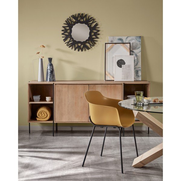 Ąžuolinis valgomojo stalas su stikliniu stalviršiu Kave Home Nori, ø 120 cm-image-2