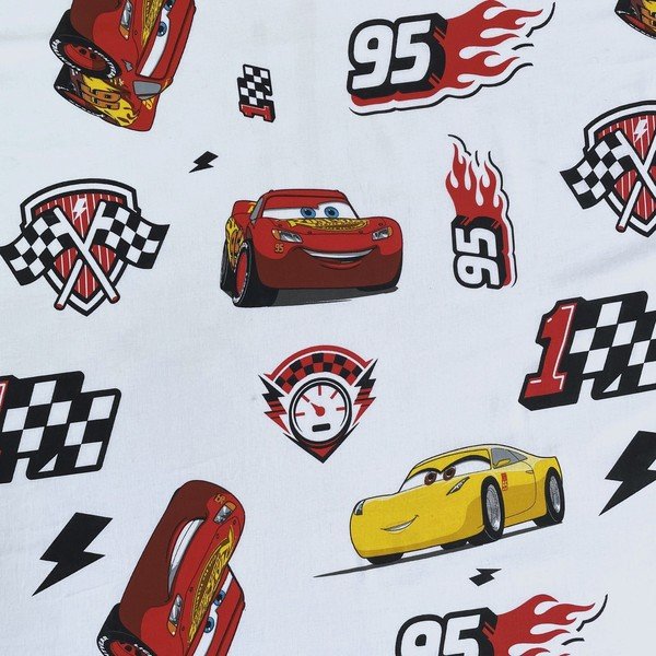 Iš medvilnės vaikų patalynė su guma 90x200 cm Cars "McQueen" – Jerry Fabrics-image-2
