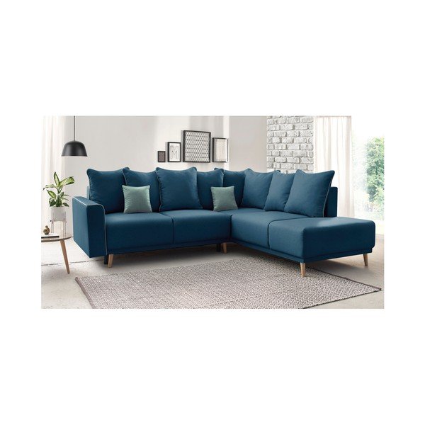 "Bobochic Paris Mola L" tamsiai mėlyna sofa-lova, dešinysis kampas-image-3