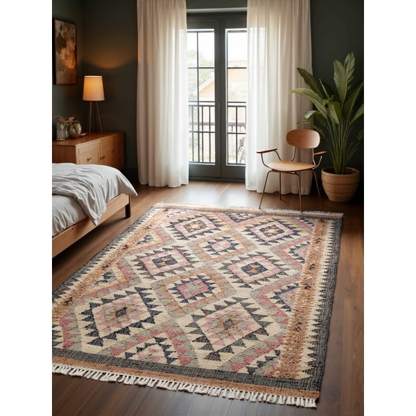 Rankų darbo pilkos spalvos iš džiuto kilimas 120x170 cm Roya Parsa – Elle Decoration-image-1