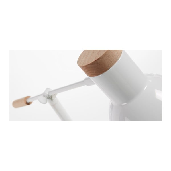 Baltos spalvos iš buko masyvo stalinis šviestuvas (aukštis 54 cm) su metaliniu gaubtu Tescarle – Kave Home-image-2