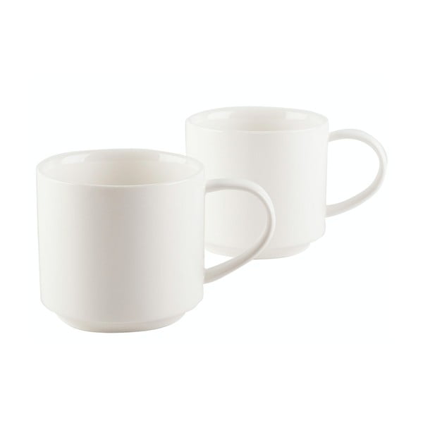 2 balto porceliano puodelių rinkinys Mikasa