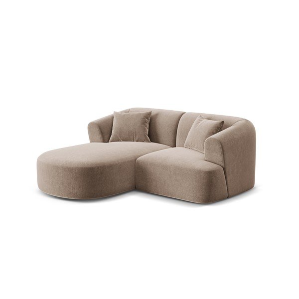 Šviesiai rudos spalvos kampinė sofa iš velveto (su kairiuoju kampu/su gultu) Campi – Cosmopolitan Design-image-2