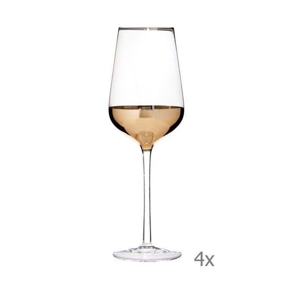Premier Housewares Horizon 4 vyno taurių rinkinys su aukso detalėmis