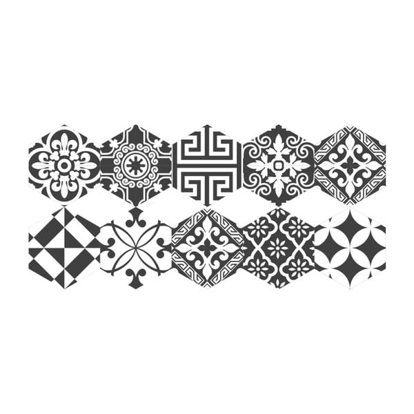 10 grindų lipdukų rinkinys Ambiance Hexagons Ginola, 20 x 18 cm