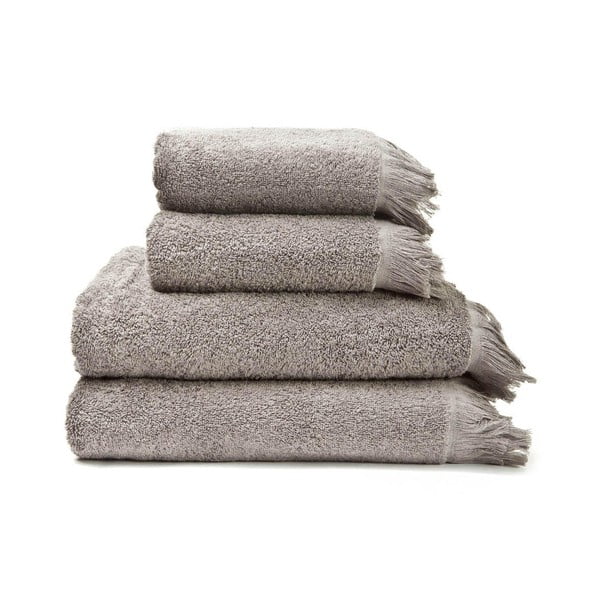 Vonios rankšluosčių rinkiniai pilkos spalvos/rudos spalvos iš medvilnės 4 vnt. – Bonami Selection