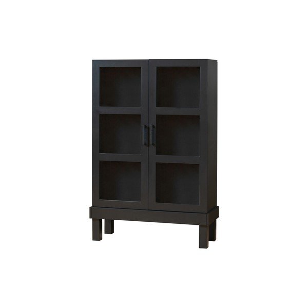 Juodos spalvos iš pušies masyvo vitrina 107x160x39 cm Bonk – WOOOD-image-4