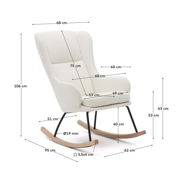 Supamasis krėslas baltos spalvos iš boucle Maustin – Kave Home-image-4