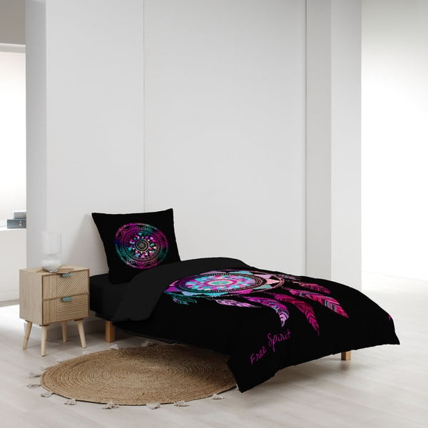 Juodos spalvos iš medvilnės viengulė patalynė 140x200 cm Porte Bonheur – douceur d'intérieur-image-2