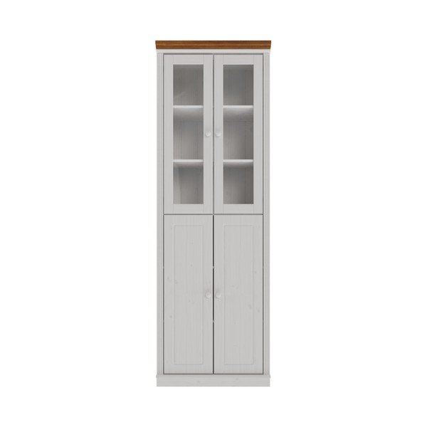 Baltos spalvos/gintarinės spalvos iš pušies masyvo vitrina 74x223x37 cm Anita – Støraa