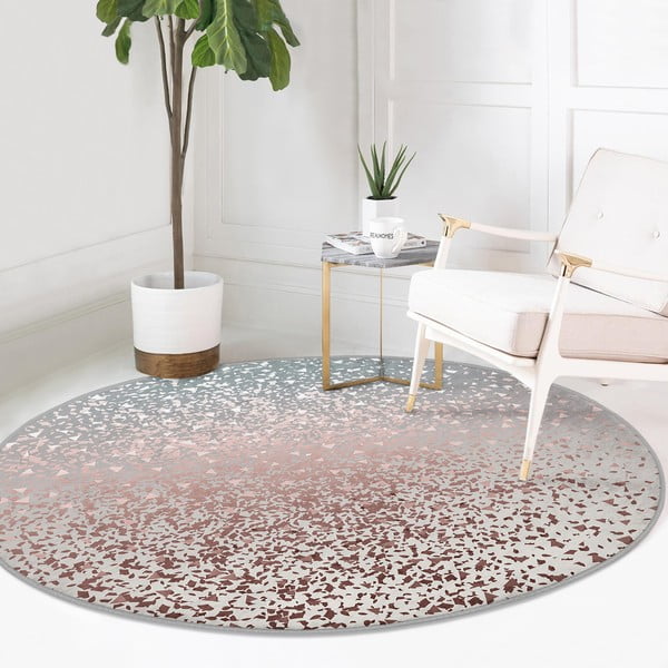 Skalbiamas/robotiniams dulkių siurbliams apvalios formos kilimas pilkos spalvos/vario spalvos ø 100 cm Comfort – Mila Home-image-4