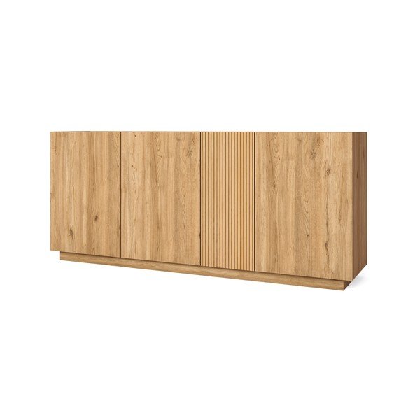 Natūralios spalvos ąžuolo dekoro žema komoda 181x78 cm Rayana - Marckeric-image-3