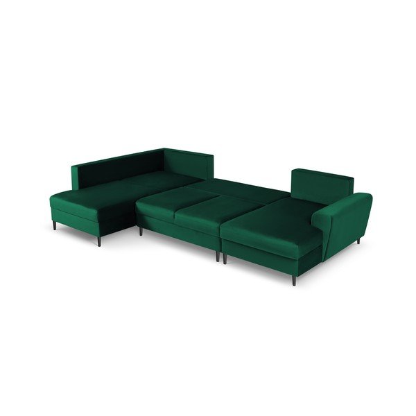 Žalios spalvos iš velveto sulankstoma/su sandėliavimo vieta kampinė sofa (su kairiuoju kampu/„U“ formos) Kyoto – Cosmopolitan Design-image-2