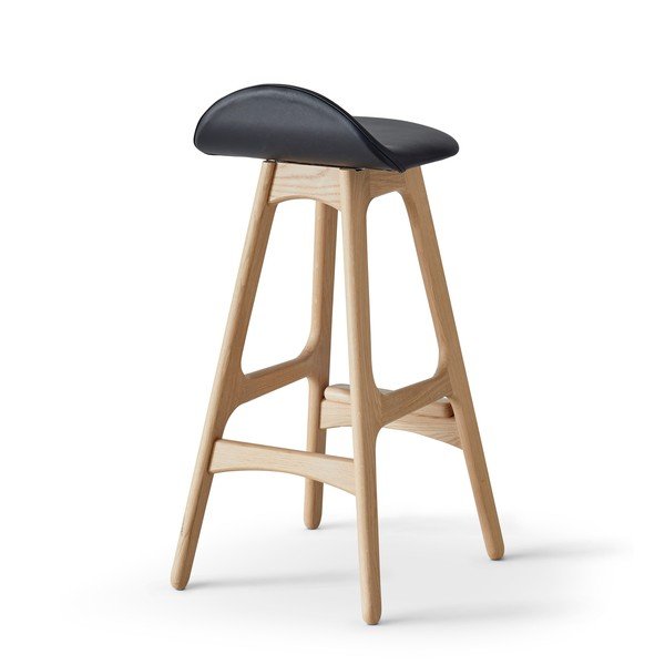 Juodos/natūralios odos sukamoji baro kėdė 79 cm Buck - Hammel Furniture-image-2