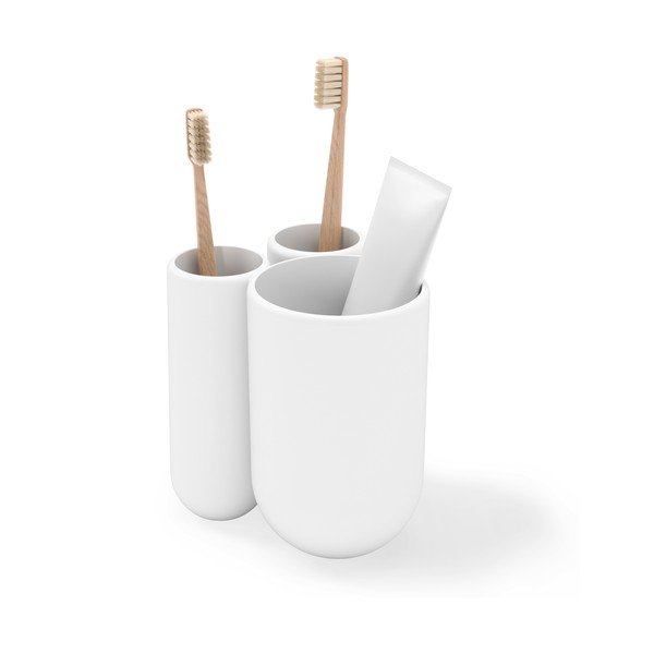 Baltas plastikinis puodelis dantų šepetėliams Touch - Umbra