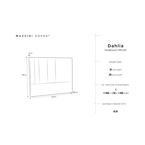 Juodas galvūgalio galvūgalio stalviršis Mazzini Sofos Dahlia, 120 x 140 cm-image-4