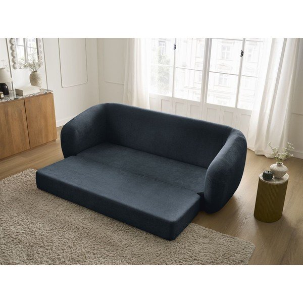 Tamsiai mėlynos spalvos sulankstoma sofa iš šenilinio audinio 228 cm Neyo – Bobochic Paris-image-1