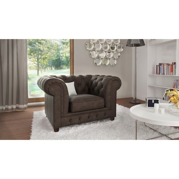 Tamsiai rudas aksominis fotelis Cambridge - Ropez-image-1