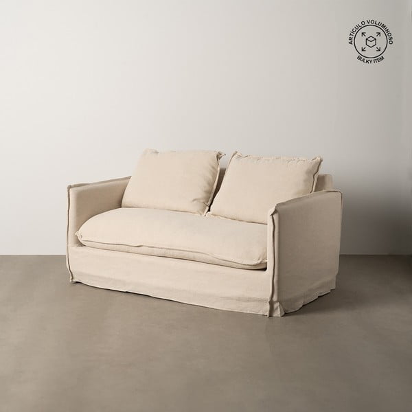 Kreminės spalvos iš lino sofa 160 cm – Ixia-image-1