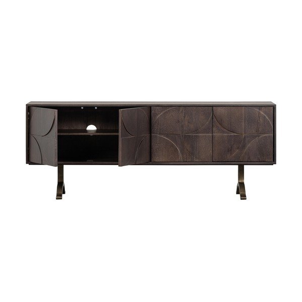 Tamsiai rudos spalvos iš mango masyvo TV spintelė 180x70x40 cm Draw – WOOOD-image-2
