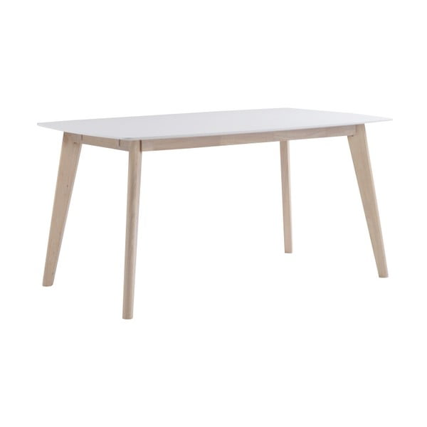 Baltas valgomojo stalas su matinio lako kojomis "Rowico Sanna", 150 cm ilgio