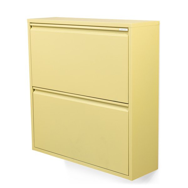 Šviesiai geltonos spalvos iš plieno atlenkiama/pakabinama spintelė batams 75x77,5x22,5 cm Billy – Spinder Design