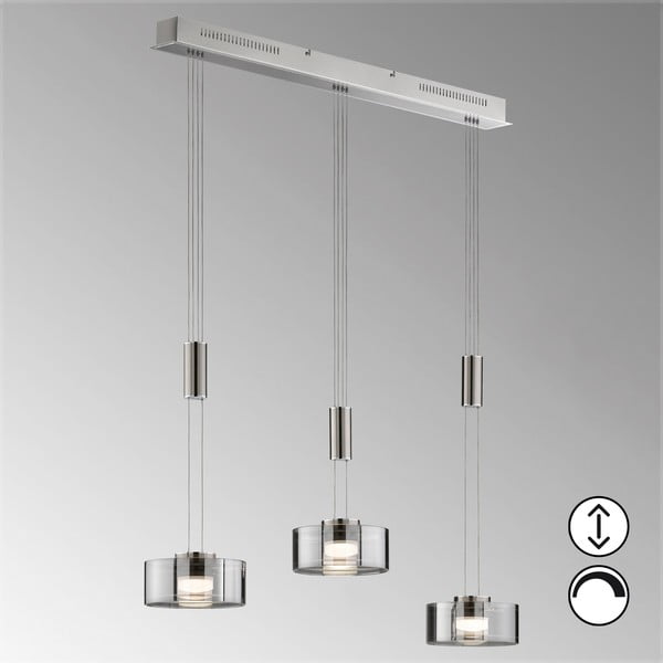 Iš metalo kabantis šviestuvas sidabrinės spalvos LED su pritemdymo funkcija Lavin – Fischer & Honsel-image-1