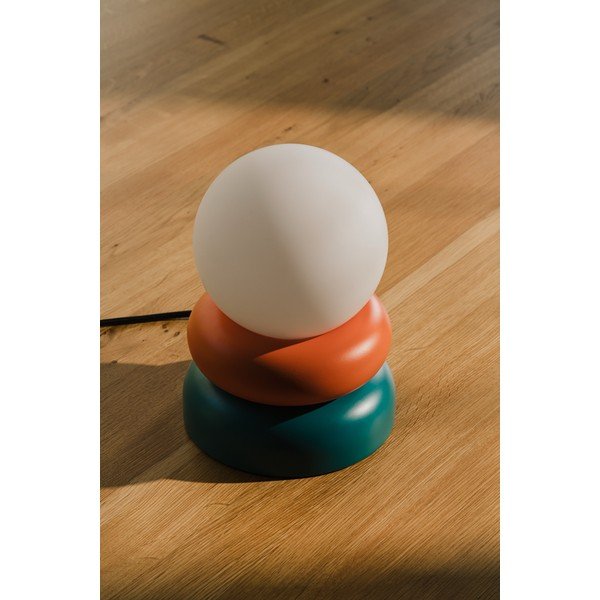 Smaragdinės spalvos/oranžinės spalvos iš medienos masyvo stalinis šviestuvas (aukštis 24 cm) su stiklo gaubtu Otem – noo.ma-image-4