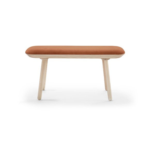 Oranžinis aksominis suoliukas EMKO Naïve, 100 cm-image-2
