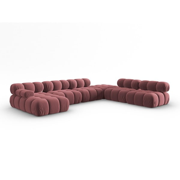 Sofa rožinės spalvos iš velveto 379 cm Bellis – Micadoni Home-image-3