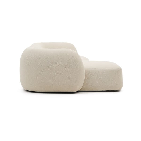 Kreminės spalvos iš šenilinio audinio kampinė sofa (su kairiuoju kampu/su gultu) Martina – Kave Home-image-3