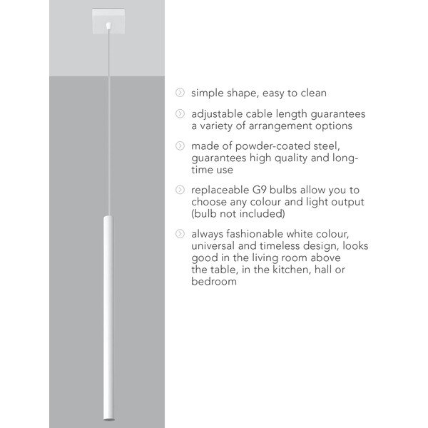 Baltas pakabinamas šviestuvas Sollux Fideus Single-image-4