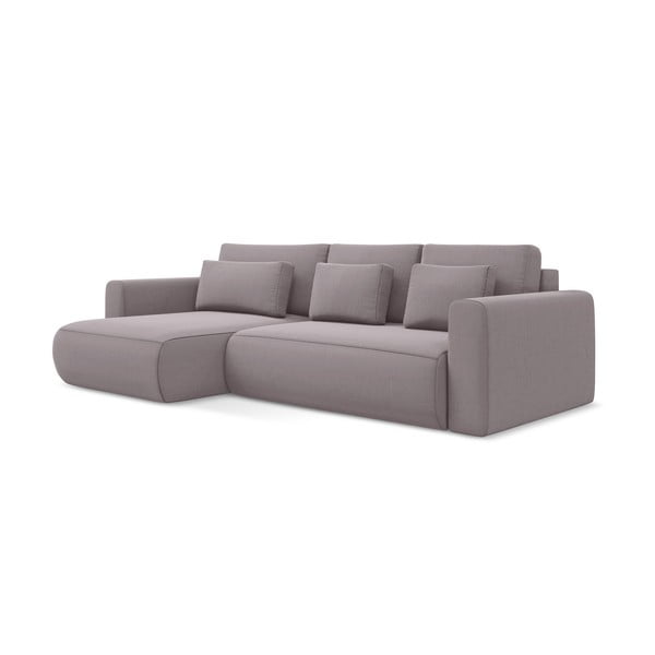 Levandų spalvos iš velveto sulankstoma/su sandėliavimo vieta kampinė sofa (su kairiuoju kampu/su gultu) Kapua – Makamii-image-3