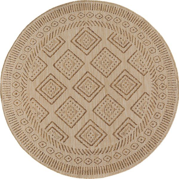 Smėlio spalvos apvalios formos lauko ir vidaus kilimas ø 160 cm Mira 1452 – Ayyildiz Carpets