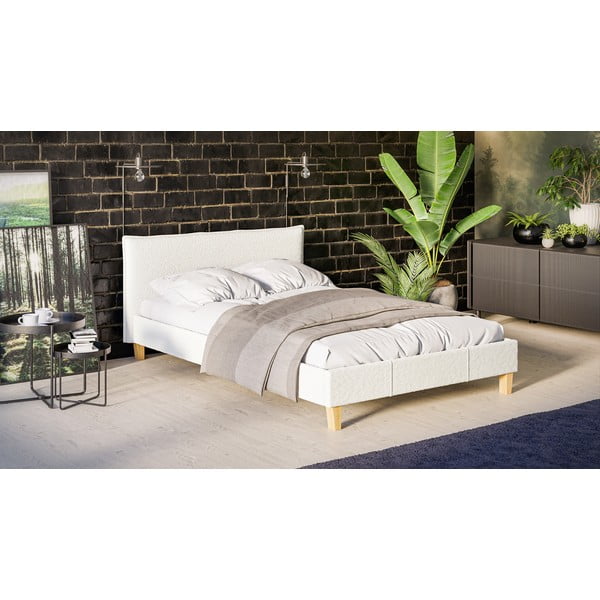 Kreminės spalvoss spalvos minkšta dvigulė lova su grotelėmis 140x200 cm Tina - Ropez-image-2