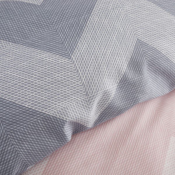 Rausvai pilka patalynė 200x200 cm Chevron Geo - Catherine Lansfield-image-3