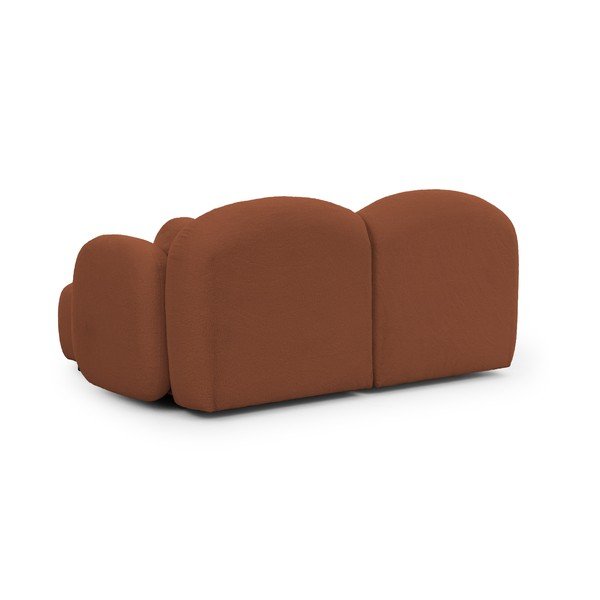 Terakotos spalvos kampinė sofa iš boucle (su dešiniuoju kampu/su gultu) Orbit – Ropez-image-3