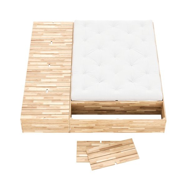 Iš pušies masyvo dvigulė lova natūralios spalvos su sandėliavimo vieta su lovos grotelėmis 160x200 cm Basement Bed – Karup Design-image-4