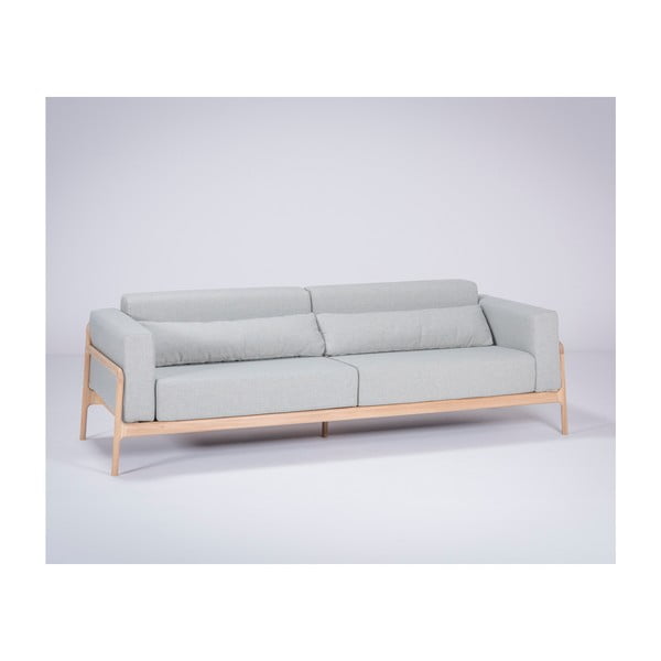 Mėlynai pilka sofa su ąžuolo konstrukcija Gazzda Fawn, 240 cm-image-1